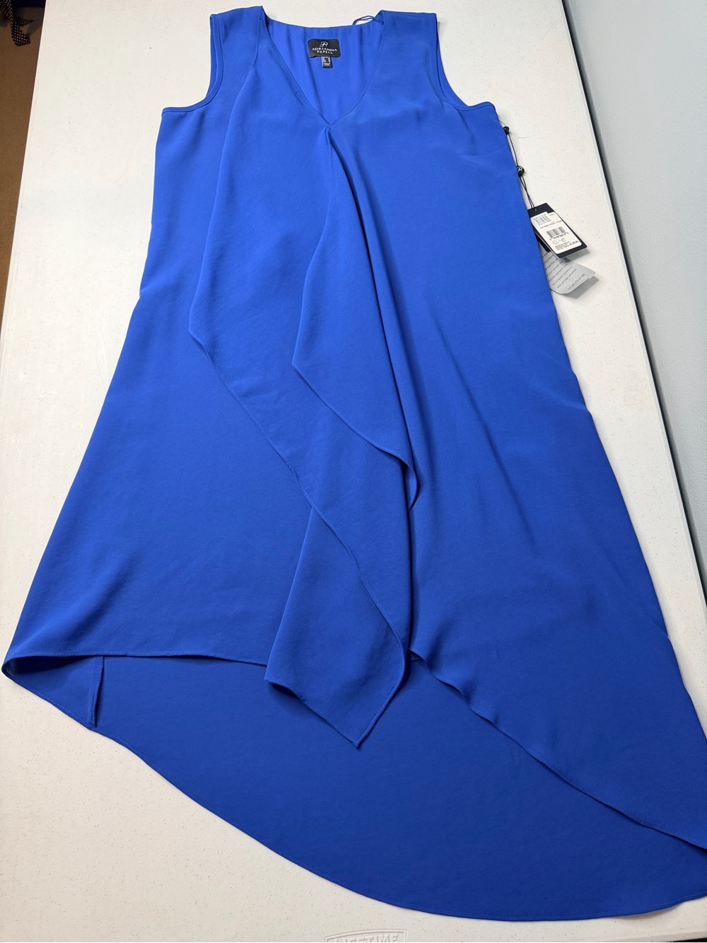NWT Adrianna Papell Royal Blue Draped Asymmetrical V-Neck Dress - Size 6 - Picture 10 of 11